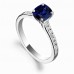 Cushion Blue Sapphire & Diamond Shoulder Set Ring