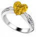 Yellow Heart Shaped Diamond Shoulder Set Ring