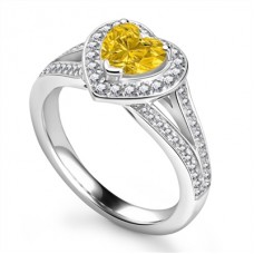 Fancy Yellow Pear Diamond Single Halo Infinity Style Ring