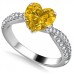 Yellow Heart Shaped Diamond Shoulder Set Ring