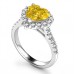 Yellow Heart Shaped Diamond Single Halo Shoulder Set Ring