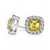 Fancy Yellow Asscher Diamond Halo Earrings