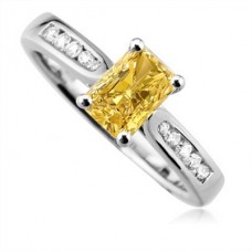 Fancy Yellow Radiant Diamond Shoulder Set Ring