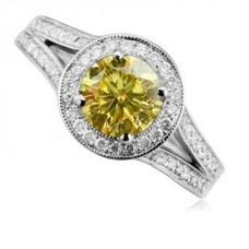 Certified 0.91ct Vs/yellow Cushion Diamond Ring