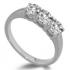 1.17ct Si1-si2/fg Round Diamond Trilogy Ring