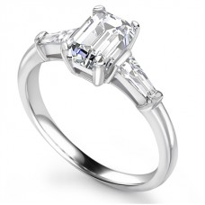 1.00ct Vs2/f Emerald Diamond Trilogy Ring