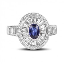 1.00ct Oval/baguette Gemstone Ring