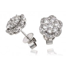 1.00ct Vs/fg  Round Diamond Cluster Earrings