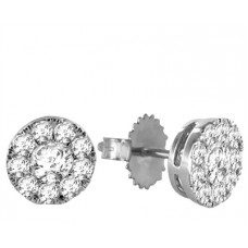1.00ct Vvs/ef Round Diamond Halo Earrings