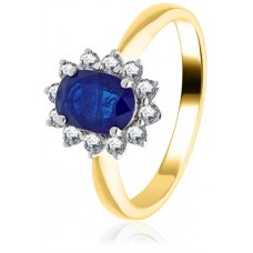 1.33ct Vs/ef Oval Blue Sapphire & Diamond Ring