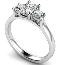1.50ct Si2/fg Radiant Diamond Trilogy Ring