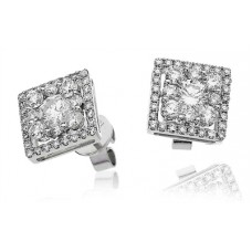 1.50ct Vs1/f Round Diamond Cluster Earrings