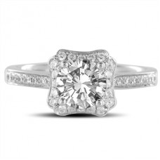Agi Certified 0.80ct Si1/d Cushion Diamond Halo Ring
