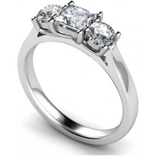 1.00ct Si2/g Princess Diamond Trilogy Ring