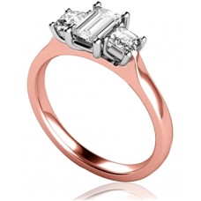 0.80ct Vs/fg Emerald Diamond Trilogy Ring