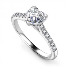 Agi Certified 0.95ct Vvs1/f Heart Diamond Shoulder Set Ring