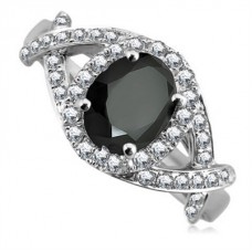 0.85ct Black Oval Diamond Designer Ring