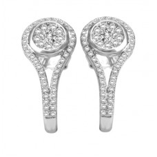 0.50ct Vvs/ef Round Diamond Halo Earrings