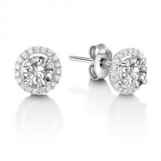0.41ct Si/fg Round Diamond Halo Earrings