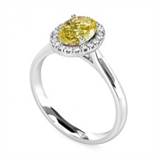 0.75ct Si2/fancy Yellow Oval Diamond Halo Ring