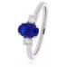 1.30ct Vs/ef Round Diamond Blue Sapphire Trilogy Ring