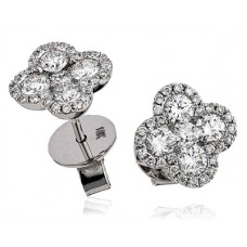 1.20ct Vs/ef Round Diamond Cluster Earrings