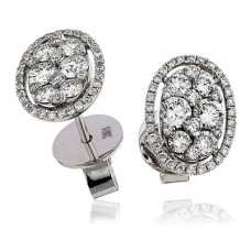 1.00ct Vs/ef Round Diamond Cluster Earrings