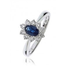 0.85ct Vs/ef Oval Blue Sapphire/diamond Ring