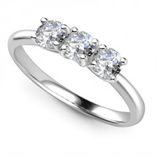 0.75ct Si/f Round Diamond Trilogy Ring