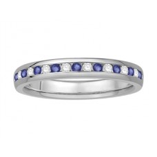 0.27ct Vs/ef Round Diamond Blue Sapphire Eternity Ring