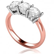 0.84ct Si/fg Round Diamond Trilogy Ring