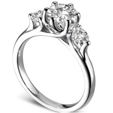 0.64ct Si1/f Round Diamond Trilogy Ring