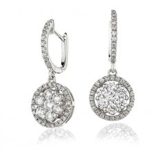 1.15ct Vs1/e Round Diamond Cluster Earrings