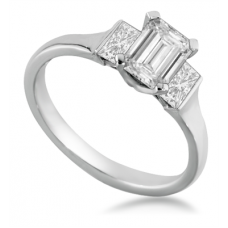 1.00ct Vs1/e Emerald Diamond Trilogy Ring