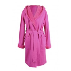 Muzzy 100% Cotton Women's Nightwear Hooded Robe - Pink