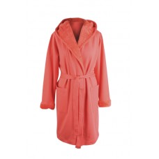 Muzzy 100% Cotton Women's Nightwear Hooded Robe - Coral