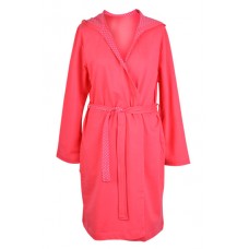 Muzzy 100% Cotton Women's Nightwear Hooded Robe - Pink