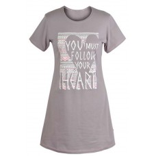 Muzzy 100% Cotton Women's Long Nightdress Chemise - Grey