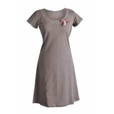 Muzzy 100% Cotton Women's Long Nightdress Chemise - Grey