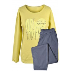 Muzzy 100% Cotton Women's Pyjamas Full Length Pants - Yellow