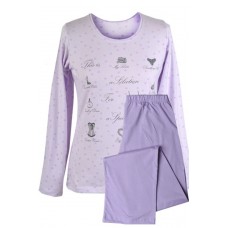 Muzzy 100% Cotton Women's Pyjamas Full Length Pants - Purple