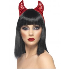 Sequined Devil Horns On Headband