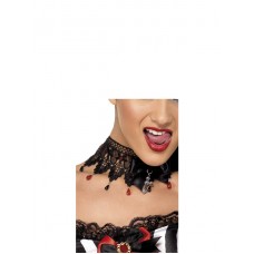 Gothic Ribbon And Lace, Beaded Necklace