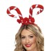 Candy Cane Headband With Bows, Red And White