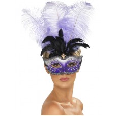 Venetian Colombina Eyemask With Multicolour Plume