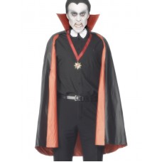 Pvc Reversible Vampire Cape, Black And Red