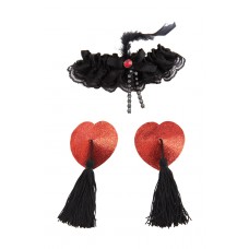 Burlesque Garter And Nipple Tassles                            