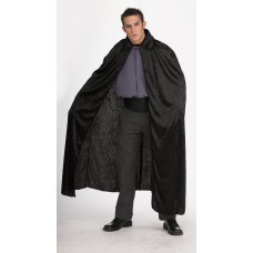 Long Black Crushed Velvet Cape           Black                 