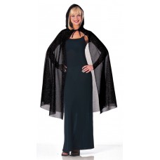 45  Hooded Glitter Cape Black                                  