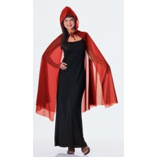 45  Hooded Glitter Cape   Red                                  
